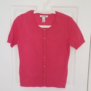 WHBM Short Sleeve Full Button Front Top